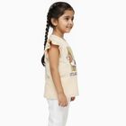 Girls Light Beige Cotton Round Neck Casual T-Shirt, गहरा पीला, small image number null