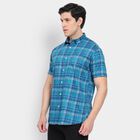 Men's 100% Cotton Casual Shirt, Dark Blue, small