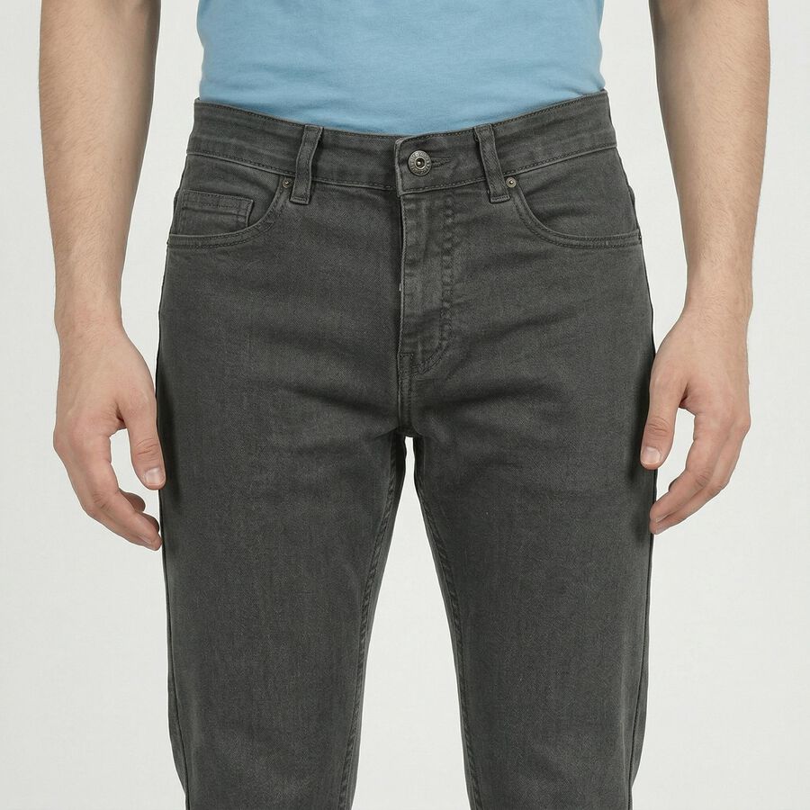 Men's Grey Slim Fit Solid Jeans, Light Grey, large