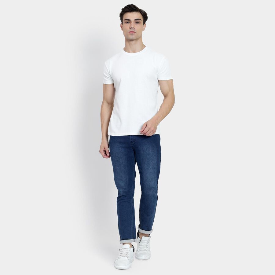 Men's Round Neck Half Sleeves T-Shirt , White, large image number null