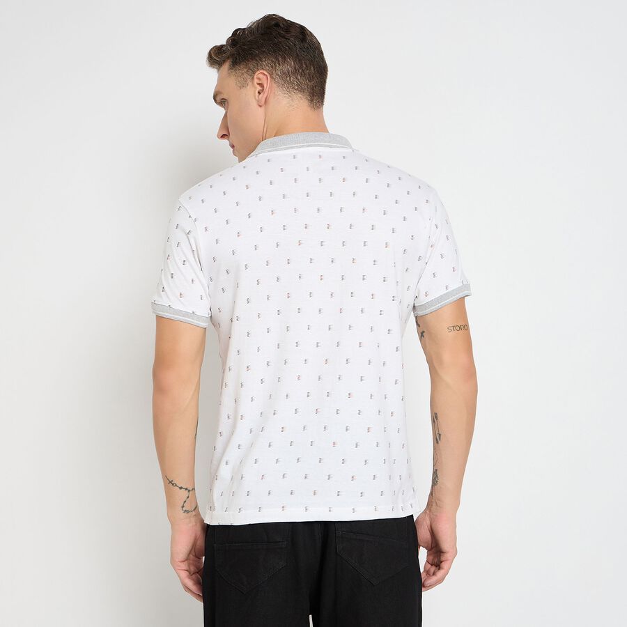 Men's 100% Cotton Collared Half Sleeves T-Shirt, White, large image number null