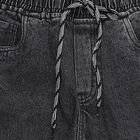 Boys' Black Regular Fit Drawstring Jeans, काला, small