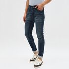 Men's Dark Indigo Slim Fit Whisker Faded Jeans, गहरा नीला, small image number null