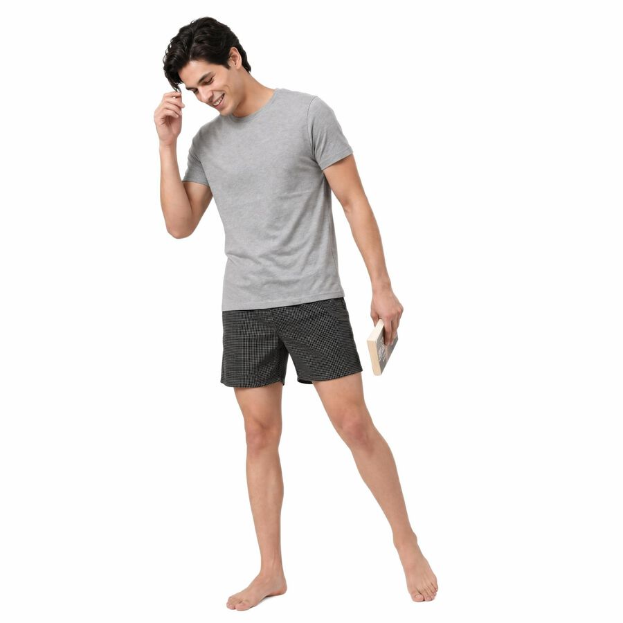 Men's Black Classic Fit Solid Boxers, काला, large