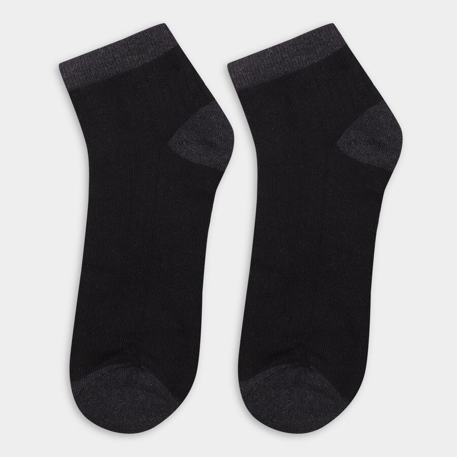 Men's Black And White Ankle Sports Socks, Black, large image number null