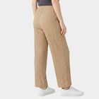 Ladies Beige Relaxed Fit Crinkle Textured Harem Pants, Beige, small