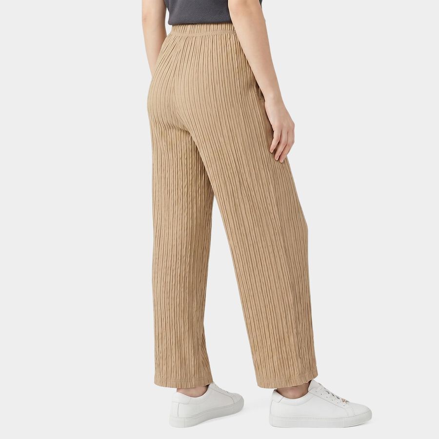 Ladies Beige Relaxed Fit Crinkle Textured Harem Pants, Beige, large