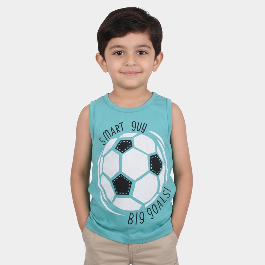 Boys Light Blue Cotton Blend Round Neck Casual Boys T-Shirt, Light Blue, large