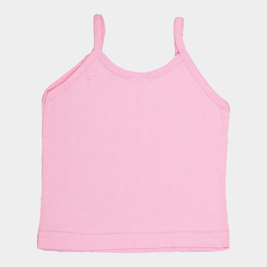Girls Cotton Solid Vest, Pink, large image number null