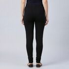 Women's Black Slim Fit Solid Cotton Blend Churidar, Black, small