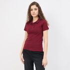 Women's Wine Polo Collar Classic T-Shirt, वाइन, small