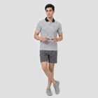Men's White Polo Neck Striped Drifit T-Shirt, Off White, small