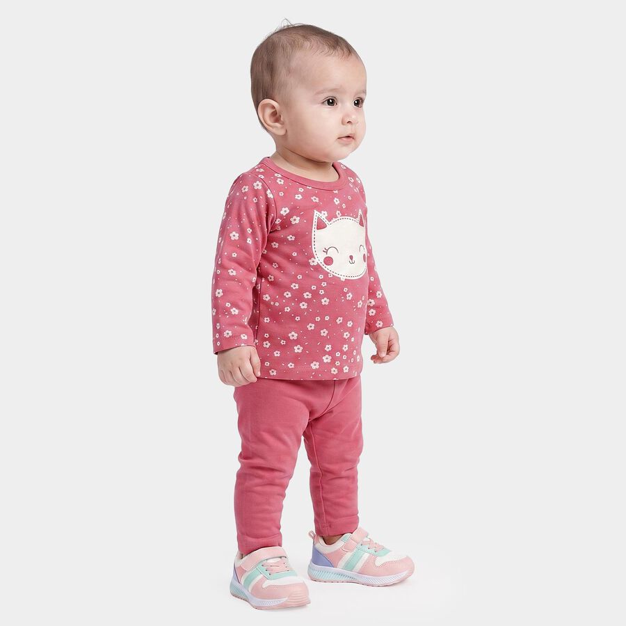Infants Purple Cotton Round Neck Lounge Set Hipster Set, Purple, large