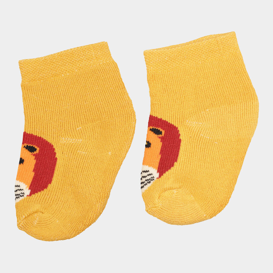 Infants Cotton Stripes Socks, Yellow, large image number null