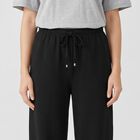 Women's Black Wide Leg Drawstring Track Pants, Black, small