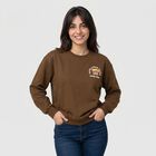 Women's Olive Crew Neck Pullover Sweatshirt, ओलिव, small