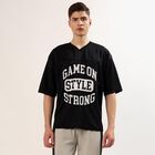 Men's Black V-Neck Athleisure Drifit T-Shirt, Black, small