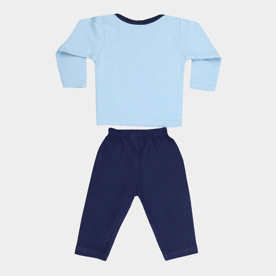 Infants Cotton Boat Neck Baba Suit, Navy Blue, large image number null