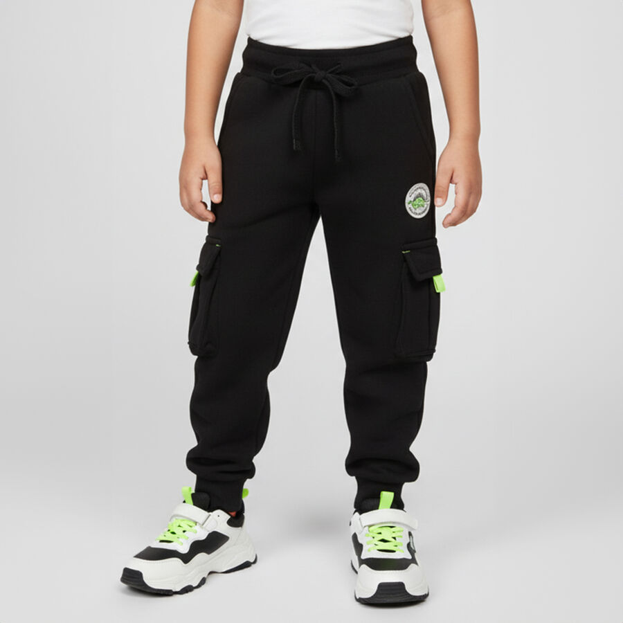 Boys' Jet Black Cargo Jogger Pyjama, Black, large image number null