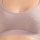 Women's Brown Cotton Blend V-Neck Minimalist Bra, Brown, small