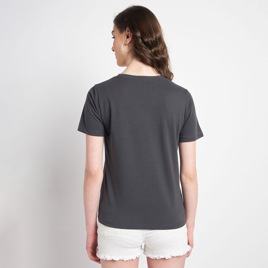 Round Neck T-Shirt, गहरा ग्रे, large image number null