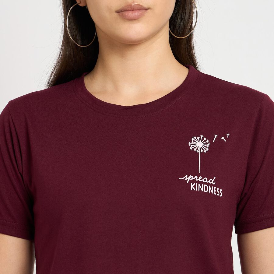 Ladies' Round Neck T-Shirt , Wine, large image number null