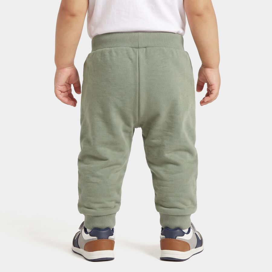 Infants Olive Green Jogger Fit Smiley Patch Pyjama, ओलिव, large