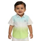 Infants Light Green and Blue Cotton Half Sleeve Classic Casual Shirt, Light Green, small image number null