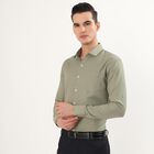 Men's Muted Olive Green Spread Collar Formal Shirt, ओलिव, small