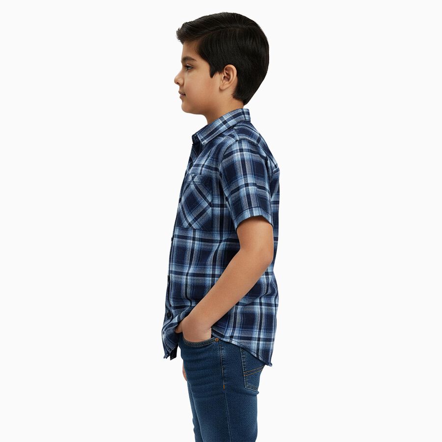 Boys' Casual Shirt, Mid Blue, large image number null