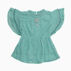 Girls Light Green Round Neck Casual T-Shirt, हल्का हरा, small