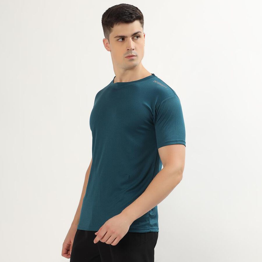 Men's Teal Crew Neck Athleisure T-Shirt, Teal Blue, large image number null