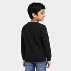 Boys' Black Crew Neck Graphic Print Sweatshirt, Black, small