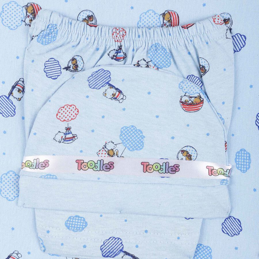 Infants Cotton Printed Baby Gift Set, Light Blue, large image number null