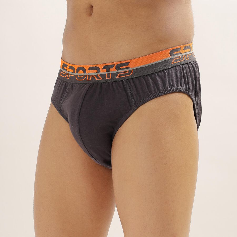 Men's 100% Cotton V-Cut Briefs , Dark Grey, large image number null