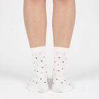 Women's White Regular Fit Polka Dot Pack of 1 Socks, सफ़ेद, small