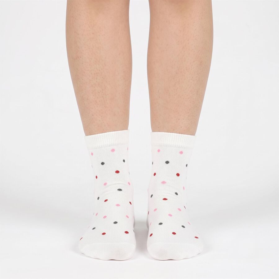Women's White Regular Fit Polka Dot Pack of 1 Socks, सफ़ेद, large