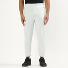Men's Off-White Tapered Fit Running Track Pants, हल्का ग्रे, small