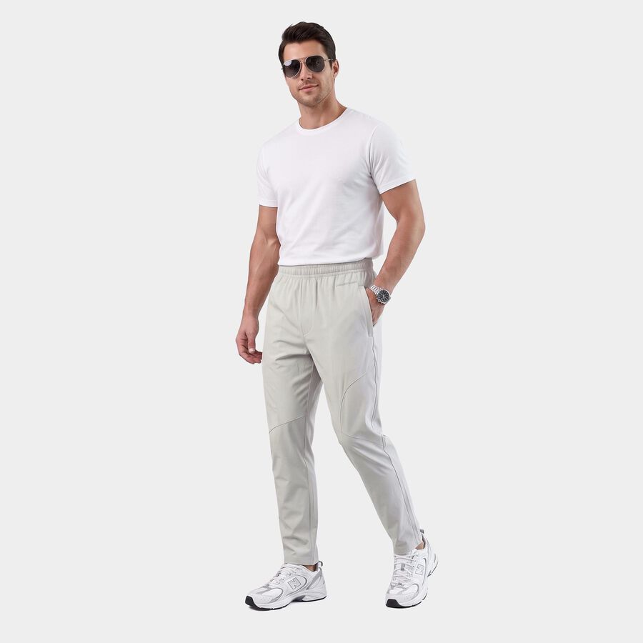 Men's Grey Panelled Track Pants, हल्का ग्रे, large