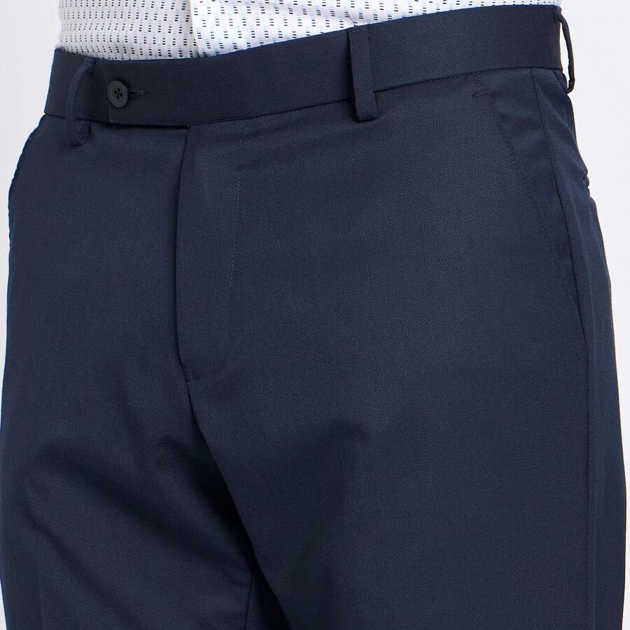 Men's Slim Fit Formal Trousers, गहरा नीला, large