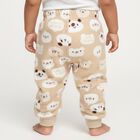 Infants Light Beige Cartoon Printed Fleece Pyjama, Beige, small image number null