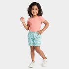 Girls' Mint Aqua Regular Fit Floral Bloomer, एक्वा, small