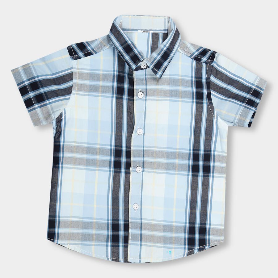 Boys' Light Powder Blue Cotton Regular Collar Casual Shirt, Light Blue, large image number null