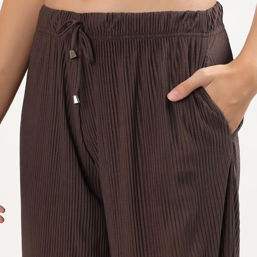 Women's Deep Chocolate Brown Pleated Harem Pants, Brown, large