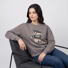 Women Grey Crew Neck Drop Shoulder Sweatshirt, गहरा ग्रे, small
