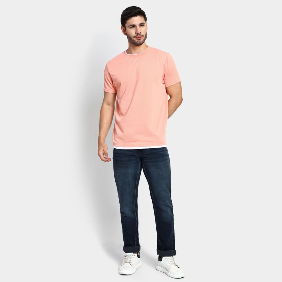 Men's Round Neck Half Sleeves T-Shirt , Coral, large image number null