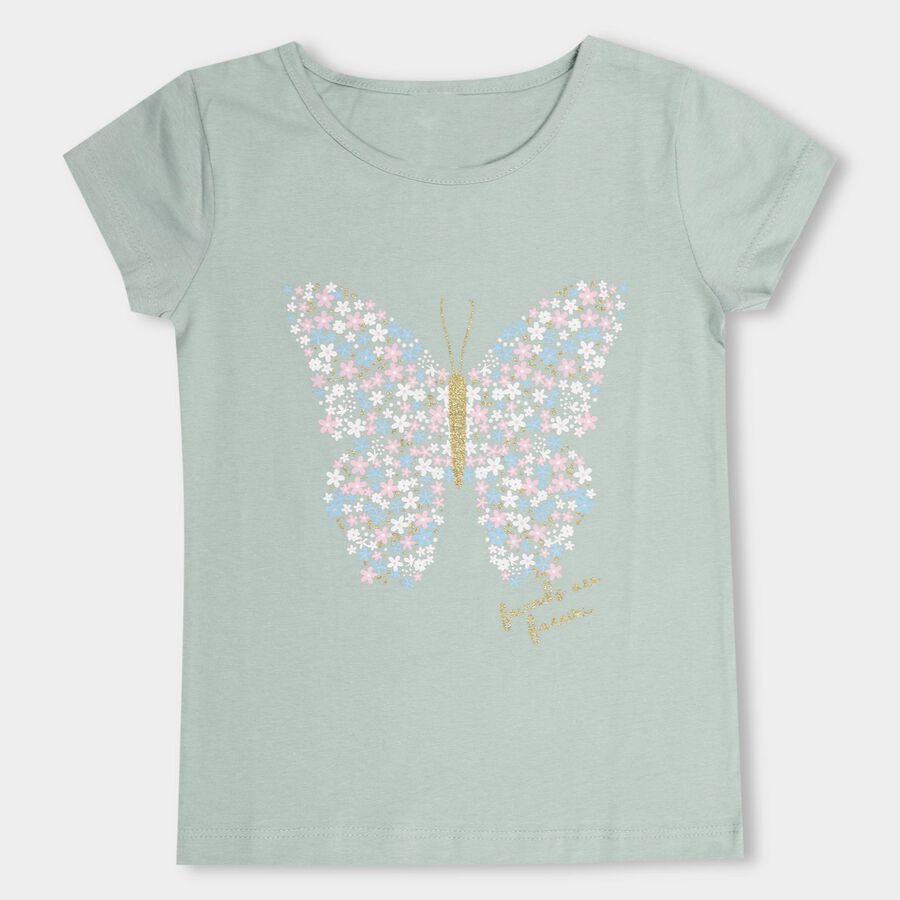 Girls' 100% Cotton T-Shirt , Light Green, large image number null