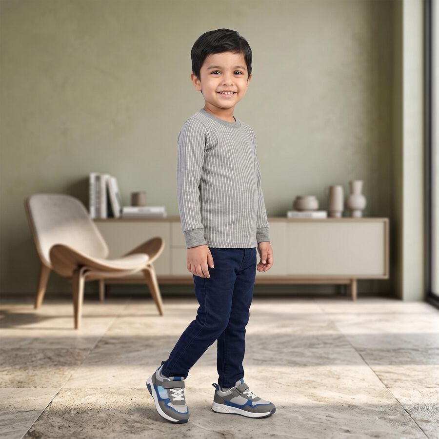Boys Grey Long Sleeve Thermal, Melange Light Grey, large