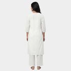 Women's White Cotton Round Neck Straight Kurta, White, small