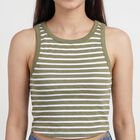 Women's Olive Round Neck Casual T-Shirt, Olive, small